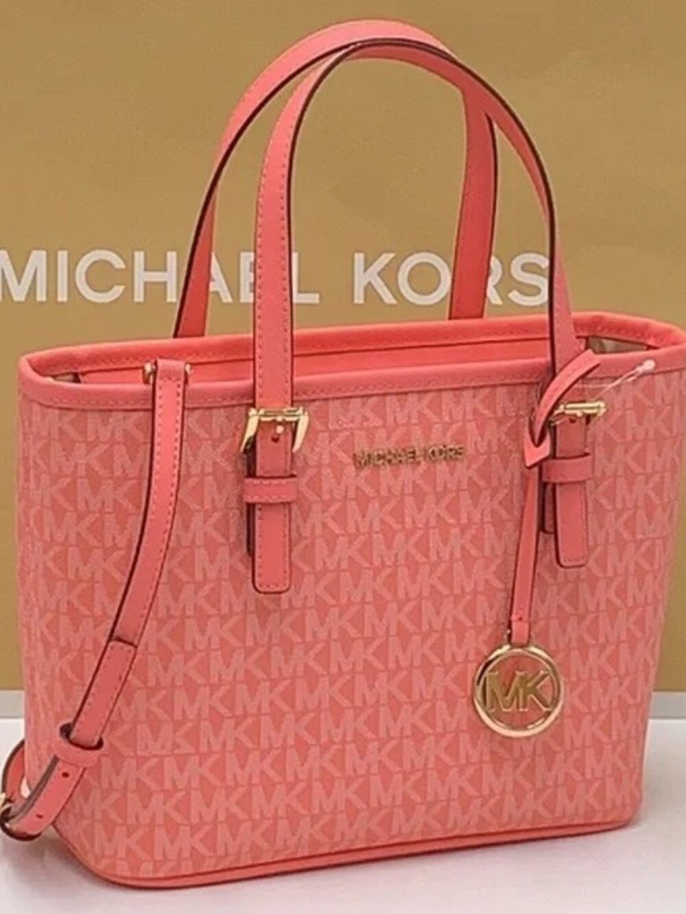 Nwot Michael Kors Pink Convertible Top Zip Crossbody Bag Tote Purse